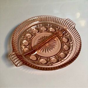 Vintage | Pink Glass Split Dish for serving